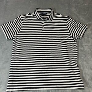 Daniel Cremieux Navy and White Striped Polo Shirt-size Large